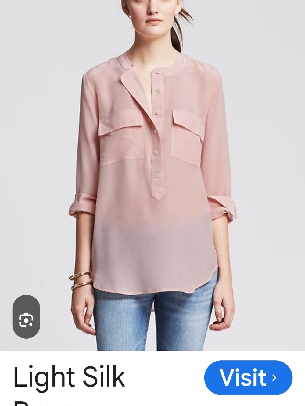 Banana Republic Blush Pink Mandarin-Collar Blouse